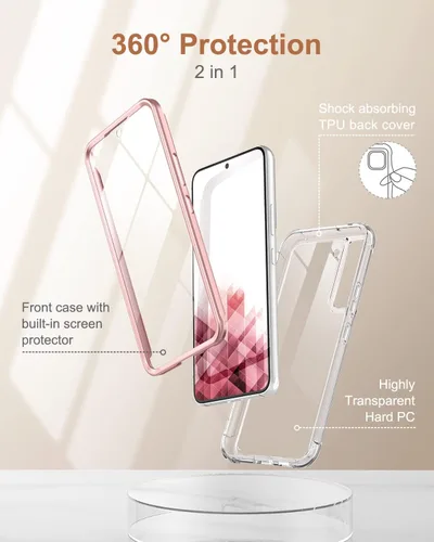Miniatura 3 de SURITCH Funda transparente para Samsung Galaxy S22+ Plus de 6.6 pulgadas (solo protector de pantalla), [protector de pantalla integrado] carcasa oro