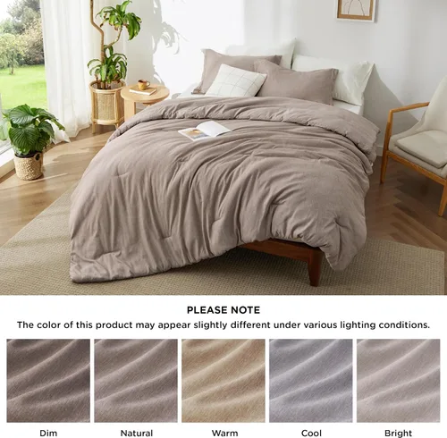 Miniatura 276 de Bedsure Juego de edredón Twin/Twin XL, ropa de cama suave beige para todas las estaciones, juego de cama teñido catiónico, 2 piezas, 1 edredón