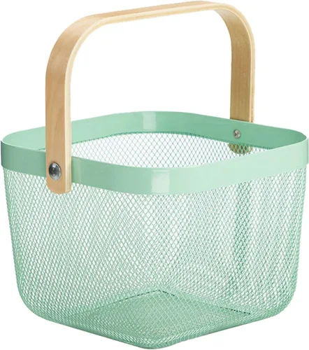 Miniatura 11 de AJIODA Cesta de acero de malla metálica, cesta organizadora de almacenamiento, cesta de cocina colgante multifuncional, cesta de frutas con mango