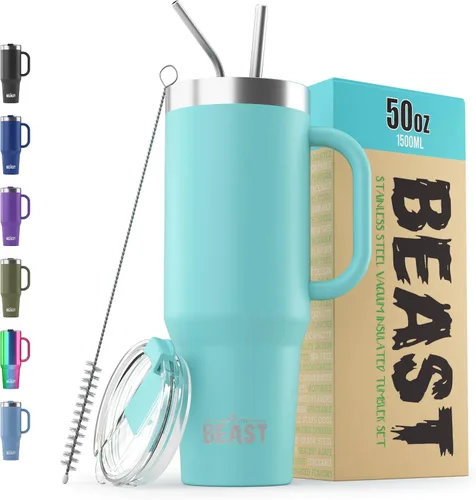 Miniatura 27 de Beast Vaso Térmico de 30 oz de Acero Inoxidable con Aislamiento al Vacío para Café y Hielo de Doble Pared Termo de Viaje (Rojo Arándano)