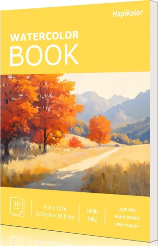 Miniatura 25 de Hapikalor Bloc de Papel de Acuarela, Papel de Acuarela de 9"x12", Libro de Papel de Dibujo y Pintura de Artista de 140lb/300gsm, Suministros de Arte