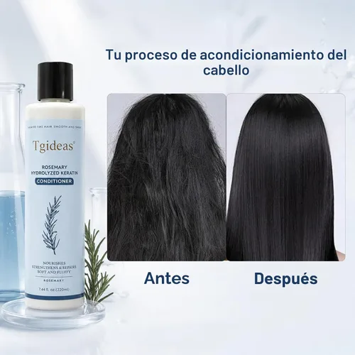 Miniatura 2 de Tgideas Acondicionador capilar de romero para mujeres y hombres, acondicionador desenredante e hidratante con infusión de queratina hidrolizada