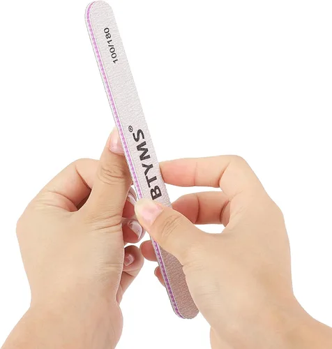 Miniatura 4 de BTYMS 25 limas de uñas de grano 100/180 de doble cara, limas de pulido de uñas para uñas acrílicas y naturales Blanco hueso