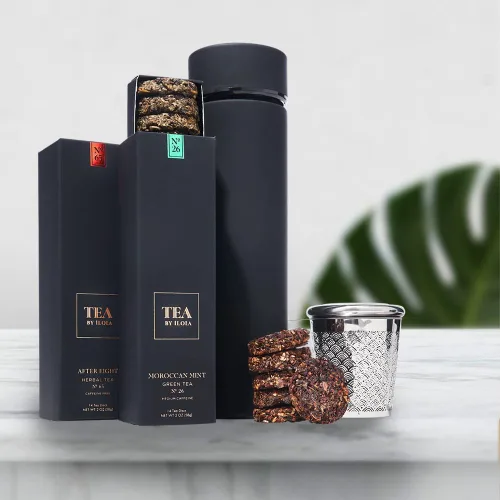 Miniatura 10 de iLOLA Juego de caja esencial de disco de té Cosas favoritas de Oprah 2022 Termos, infusor, desayuno inglés y té probiótico de hojas sueltas