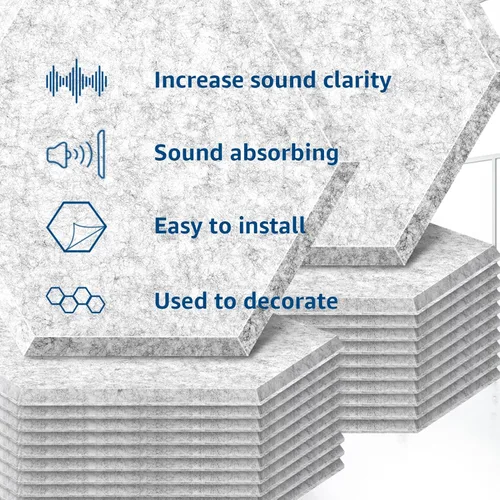 Miniatura 7 de Art3dwallpanels Paquete de 12 paneles acústicos autoadhesivos, paneles de pared insonorizados de 14" X 12" X 0.4", paneles de absorción de sonido