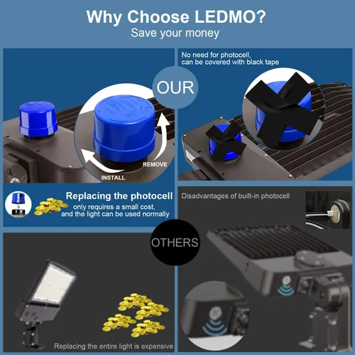 Miniatura 5 de ledmo Luces LED para Estacionamiento de 200W, 5000K, Luces de Poste Tipo Caja para Calles, Impermeables, 26000LM, Súper Brillantes, de Anochecer a