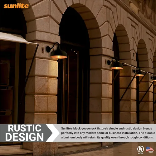 Miniatura 6 de Sunlite 46067-SU - Lámpara rústica de estilo granero con cuello de cisne, montaje en pared, enchufe de base media (E26), requiere bombilla estándar