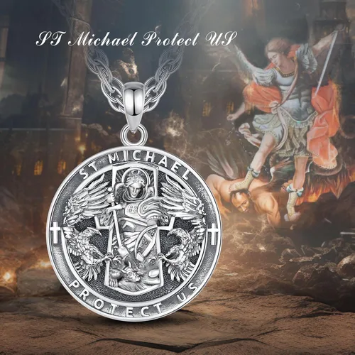 Miniatura 114 de Vito Collar de plata de ley 925 para mujeres y hombres, San Benito, crucifijo, Caravaca, San Cristóbal, San Judas, medalla patronal, amuleto