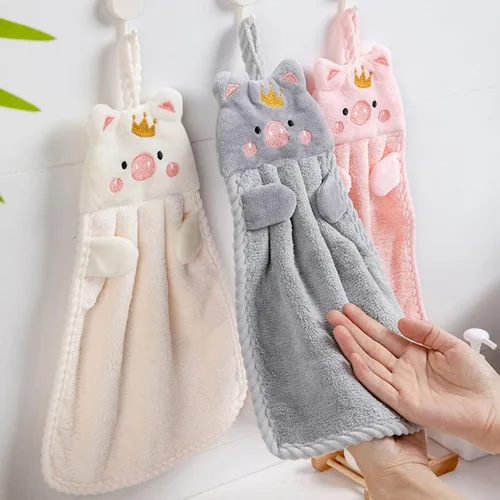 Miniatura 2 de Paquete de 3 toallas de mano colgantes de dibujos animados, toallas de mano colgantes para niños, para cocina, baño, hogar