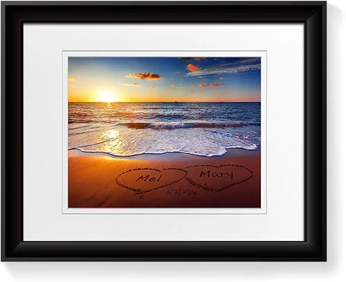 Miniatura 87 de Arte enmarcado de vacaciones con nombres de pareja en sillas de cubierta, regalo de amor perfecto para aniversario, boda. Con diferentes estilos