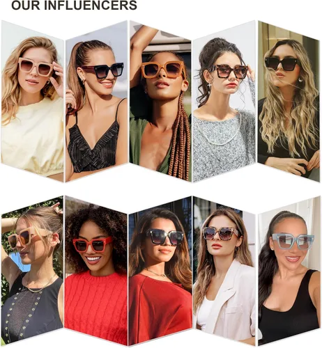 Miniatura 26 de SOJOS Gafas de sol cuadradas vintage de gran tamaño para mujer, estilo retro, de lujo, grandes, UV400 SJ2194