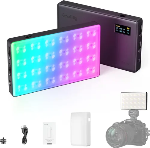 SmallRig RM120 Luz de Vídeo RGB, 5000mAh 180 Minutos Luz de Cámara Portátil 7W de Potencia de Salida, Panel de Luz de Vídeo LED, 2500-8500K CRI TLCI