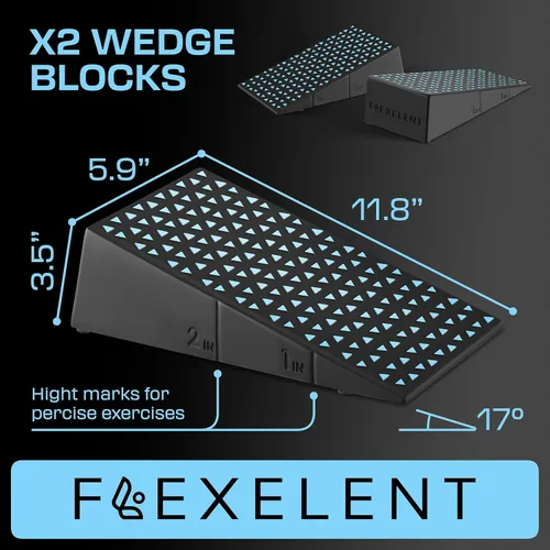 Miniatura 5 de Par de Bloques en Cuña para Sentadillas Flexelent - Bloque en Cuña para Sentadillas con Talón Elevado para Sentadillas Más Profundas, Levantamiento