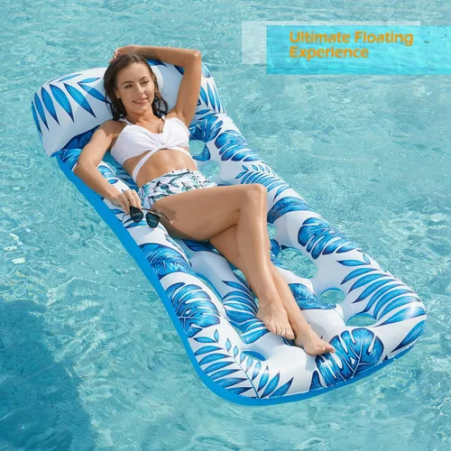 Miniatura 7 de Jasonwell Flotador inflable para piscina, flotadores, balsas para adultos, tumbona flotante, bronceador solar, flotadores de agua fría, natación
