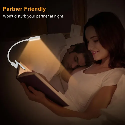 Miniatura 7 de Gritin Luz de libro recargable de 16 LED para leer en la cama, cuidado de los ojos, 3 temperaturas de color, brillo de atenuación continua, 80 horas