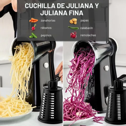 Miniatura 6 de Zulay Kitchen Rallador Rotativo de Queso de 5 Cuchillas Rallador de Queso - Rallador de Queso Manual de Manivela con Succión Reforzada y 5 Tambores