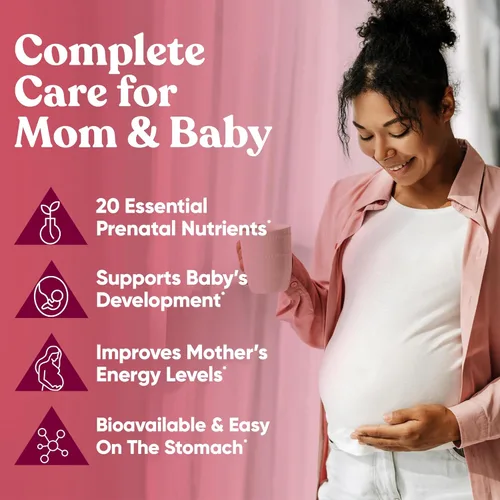 Miniatura 2 de Vitaminas prenatales Glow para mujeres, nutrientes vitales 20 en 1 para un embarazo saludable y desarrollo fetal, ácido fólico y DHA vegano