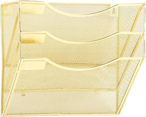 Miniatura 36 de EASEPRES Organizador de archivos de malla de 3 bolsillos para colgar en la pared, carpeta de papel para correo montada en la pared, organizador