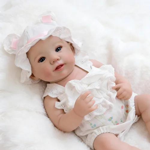 Miniatura 5 de iCradle Preciosa muñeca realista de 19 pulgadas, muñeca de bebé recién nacida de cuerpo completo de vinilo de silicona de aspecto real, muñeca