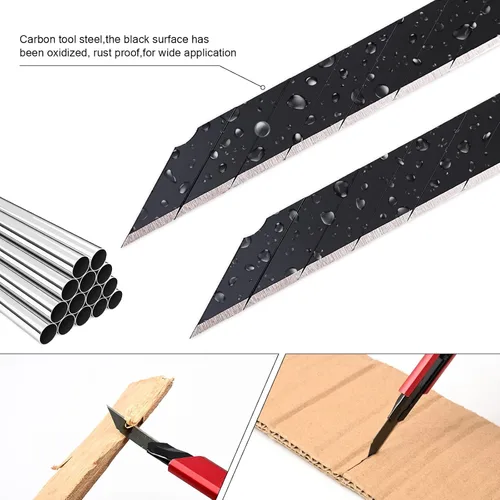 Miniatura 5 de FOSHIO Cuchillo utilitario retráctil con hoja a presión de 30 grados de 0.354 in, cortador de caja para cartón, cartón y caja, uso en la oficina