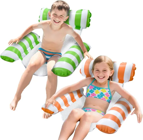 Miniatura 11 de Pool Floats Kids, Meegoo Pool Lounge Chairs 3 Tubes Floaties Water Hammock Inflatable Pool Toys for Kids Ages 8-12 for Summer Party Beach Vacation