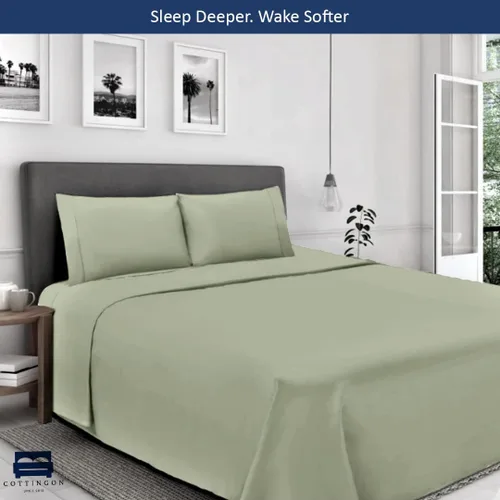 Miniatura 6 de Cottingon Juego de Sábanas Split King para Cama Ajustable, Sábanas de Cama 100% Algodón Egipcio, Incluye 2 Sábanas Bajeras Twin XL de 39X80 Salvia