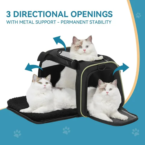 Miniatura 5 de PETSFIT Transportador de mascotas aprobado por aerolíneas con alfombrilla extensible, transportador de perros para perros pequeños, aprobado por