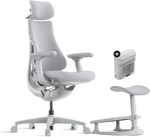Miniatura 11 de LiberNovo Silla de oficina ergonómica dinámica con reposapiés StepSync, silla de escritorio con soporte lumbar adaptativo, reclinación de 160°