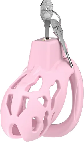 Miniatura 8 de Jaula de castidad masculina, dispositivos de castidad pequeños con anillos de 5 tamaños y bloqueo invisible para hombre, equipo de bondage