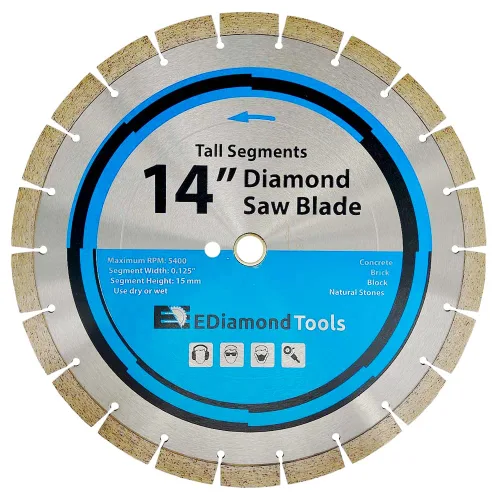 Miniatura 11 de Hoja de sierra de diamante segmentada de 4 "para hormigón, ladrillo, bloque y mampostería, altura de segmento de 0.394 in, eje de 7/8"-5/8
