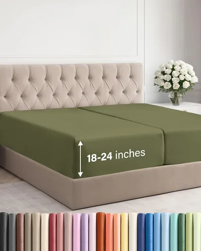 Miniatura 52 de Sábana bajera ajustable extra profunda tamaño completo – Sábana bajera individual de lujo para hotel únicamente – Se adapta fácilmente a colchones
