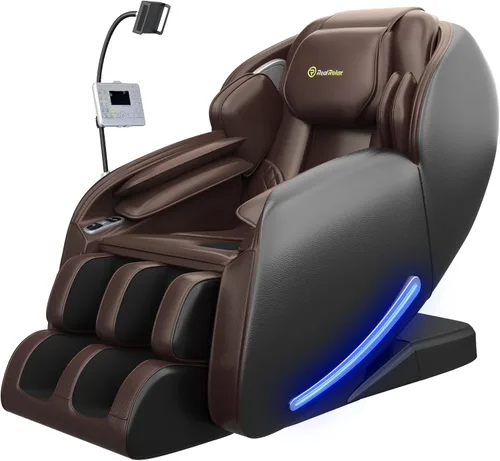 Miniatura 10 de Real Relax Sillón de masaje de cuerpo completo con controlador de teléfono único, sillón reclinable 3D SL-Track de gravedad cero con control