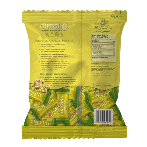 Miniatura 4 de GIN GINS - Caramelos masticables de jengibre y limón – Caramelo de jengibre fresco natural de The Ginger People – Caramelo saludable envuelto