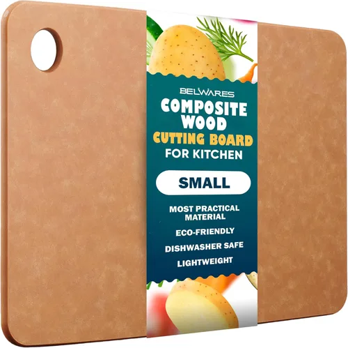 Miniatura 13 de Tabla de cortar apta para lavavajillas para cocina, tabla de cortar grande de madera compuesta, delgada y ligera, resistente al calor, sin BPA