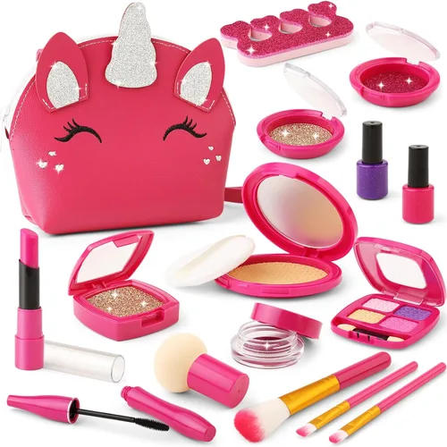 Miniatura 9 de Maquillaje de simulación para niños pequeños de 3 a 5 años, monederos para niñas de 4 a 6 años, monederos para niñas pequeñas con accesorios