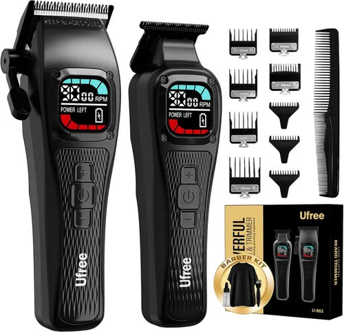 Ufree Cortadora de pelo profesional para hombres, juego de cortapelos y recortadora de barbero profesional, cortapelos inalámbricos para hombre, kit