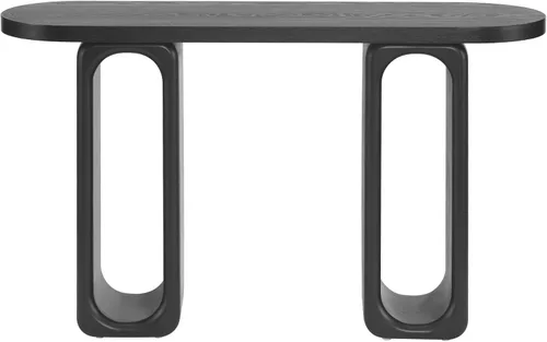 Miniatura 6 de 50" Modern Art Sculptural Console Table, Oval Cutout Legs, Wood Veneer, Thick Rounded Tabletop, Contemporary Entryway Sofa Table for Living Room