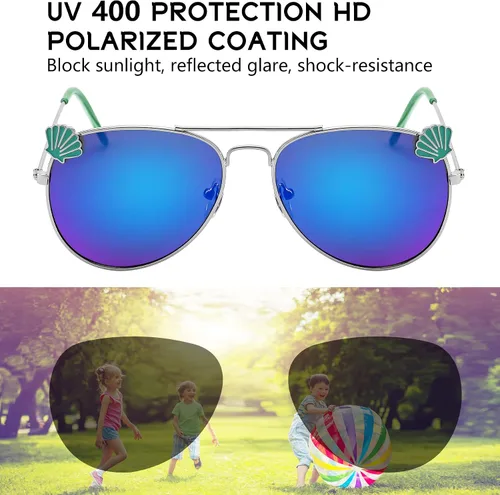Miniatura 6 de FEISEDY Lentes de sol polarizados para niños, lentes de piloto clásicos para niñas y niños, B4062 (edad 2-10)