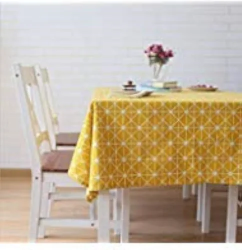Miniatura 13 de Meioro - Mantel rectangular de algodón y lino para mesa, estilo boho amarillo, diseño nórdico de sarga, manteles sin arrugas, a cuadros a rayas