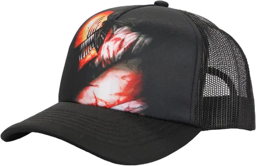 Miniatura 6 de Bioworld Chainsaw Man Logo & Pochita Sombrero El Snapback Precurve Negro Para Hombre