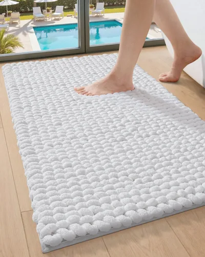 Miniatura 20 de DEXI Alfombrillas de baño para el baño 16x24, alfombra de baño antideslizante lavable, alfombrilla de baño de chenilla gruesa y suave absorbente