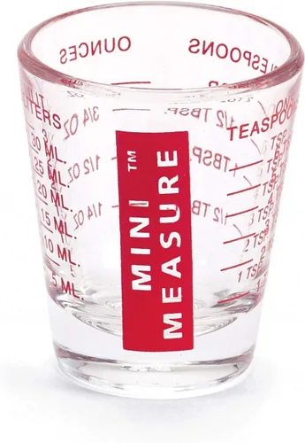 Miniatura 17 de Kolder Medida Mini de Vidrio Pesado, 20 Mediciones Incrementales Vaso de Chupito Medidor Multiusos para Líquido y Seco, Negro, Juego de 2