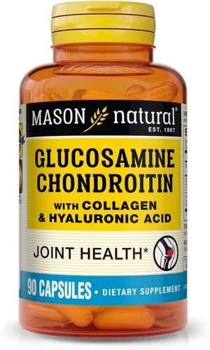 MASON Glucosamina condroitina natural con colágeno y ácido hialurónico, cápsulas de suministro de 45 días para articulaciones normales, movilidad,