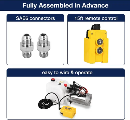 Miniatura 4 de Unidad de potencia hidráulica de 12 V 3200 PSI, bomba hidráulica de doble efecto para remolque volquete y elevación de automóviles Depósito