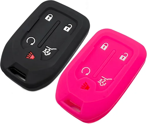 Miniatura 6 de Funda de llavero de silicona Compatible con GMC Acadia Terrain Yukon Sierra Chevrolet Suburban Tahoe Silverado 1500 2500 3500 HD Smart 5 botones