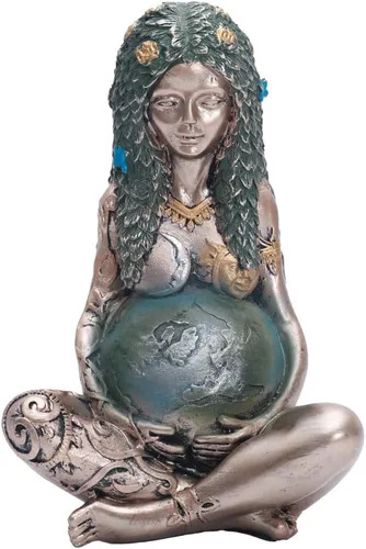 SHOWFEICAT Estatua de diosa, estatua de Gaia, madre, tierra, naturaleza, luna, estatuas de resina, figura espiritual de bruja, decoración del hogar,