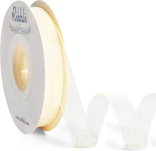 Miniatura 12 de Ribbli - Cinta de organza color oro pálido, 1/2 pulgadas x 50 yardas continuas, cinta transparente dorada para envolver regalos, envolver galletas