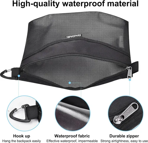 Miniatura 2 de Bagail Bolsa ultraligera con cremallera Bolsas de embalaje de viaje para artículos de tocador, documentos, electrónica-Negro Set