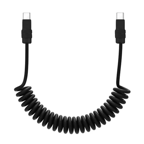 Miniatura 12 de chubbycable Curly Chubby - Cable de carga rápida USB C en espiral de 240 W, cable de carga retráctil trenzado duradero para automóvil compatible