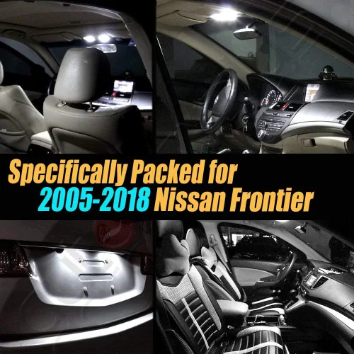 Miniatura 2 de Paquete de 10 luces LED para interior de automóvil, color blanco superblanco, 6000 K, compatible con Nissan Frontier 2005-2018